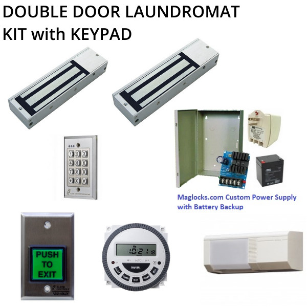 Double Door Laundromat Magnetic Lock Kit Keypad