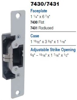 Adams Rite 7430, 7431 Strike, Aluminum Jambs or Stiles, Gr 1