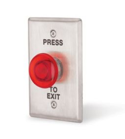 Rutherford Controls 908-MO Push-to-Exit Button – Mushroom Cap, Momentary Action Switch (32D)